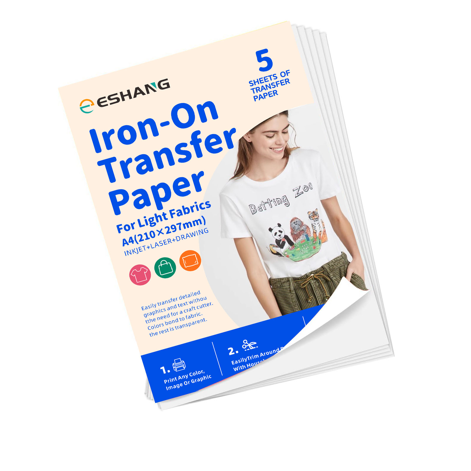Printable Heat Transfer Vinyl - 5 vellen A4 warmteoverdrachtspapier voor T-shirts