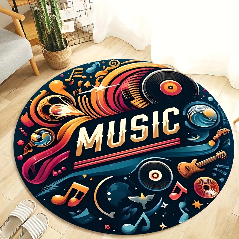 Commercial Vinyl Printing Machine - Retro muziek vinylplaat rond vloerkleed 2D
