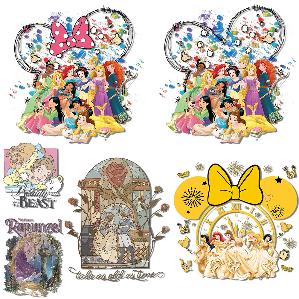 Printable Heat Transfer Vinyl - Aquarel muis oor prinses opstrijkbare stickers
