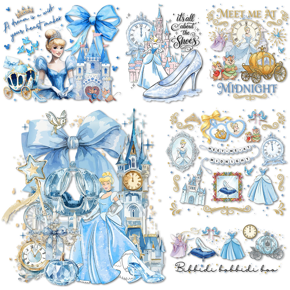 Printable Heat Transfer Vinyl - Assepoester kristallen schoenen strijkdecals hittepers stickers